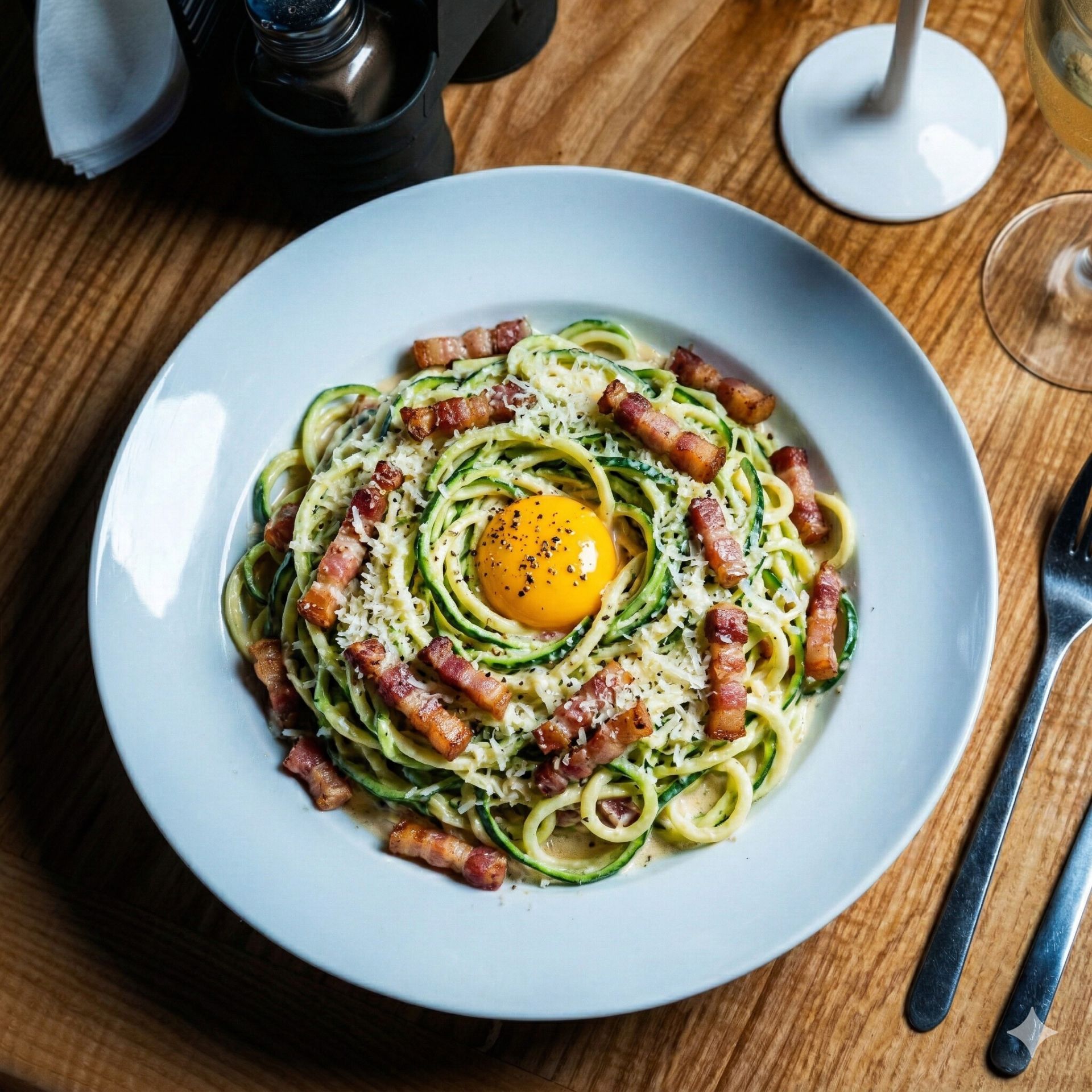 Makaron z cukinii — danie keto w Manufakturze Karpacz